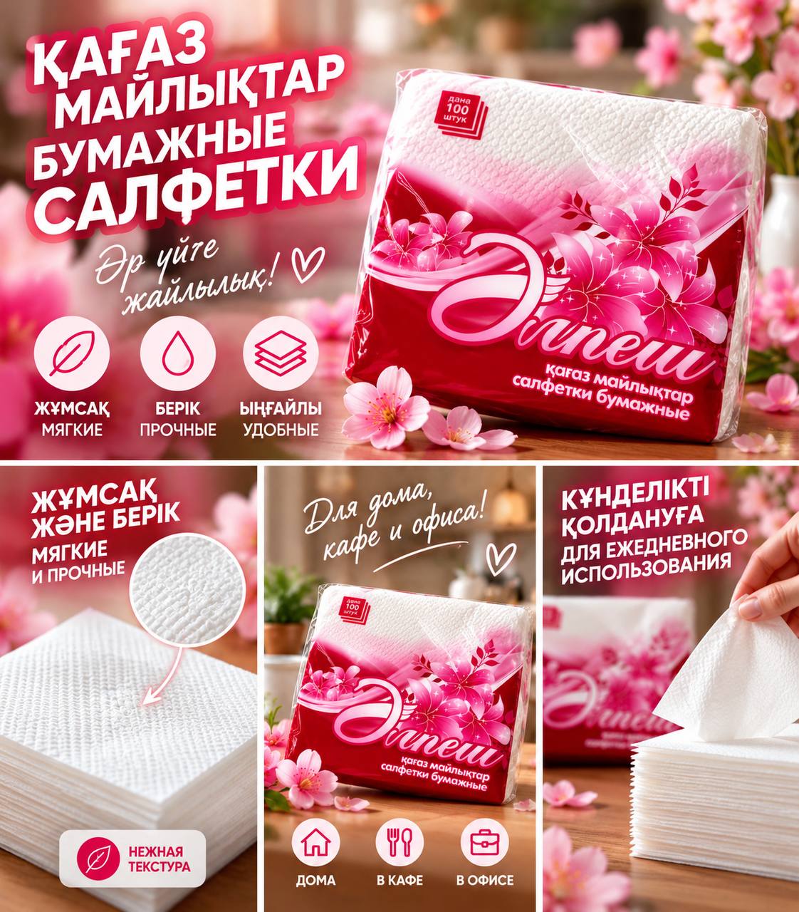 Салфетки «Әлпеш», 100 листов